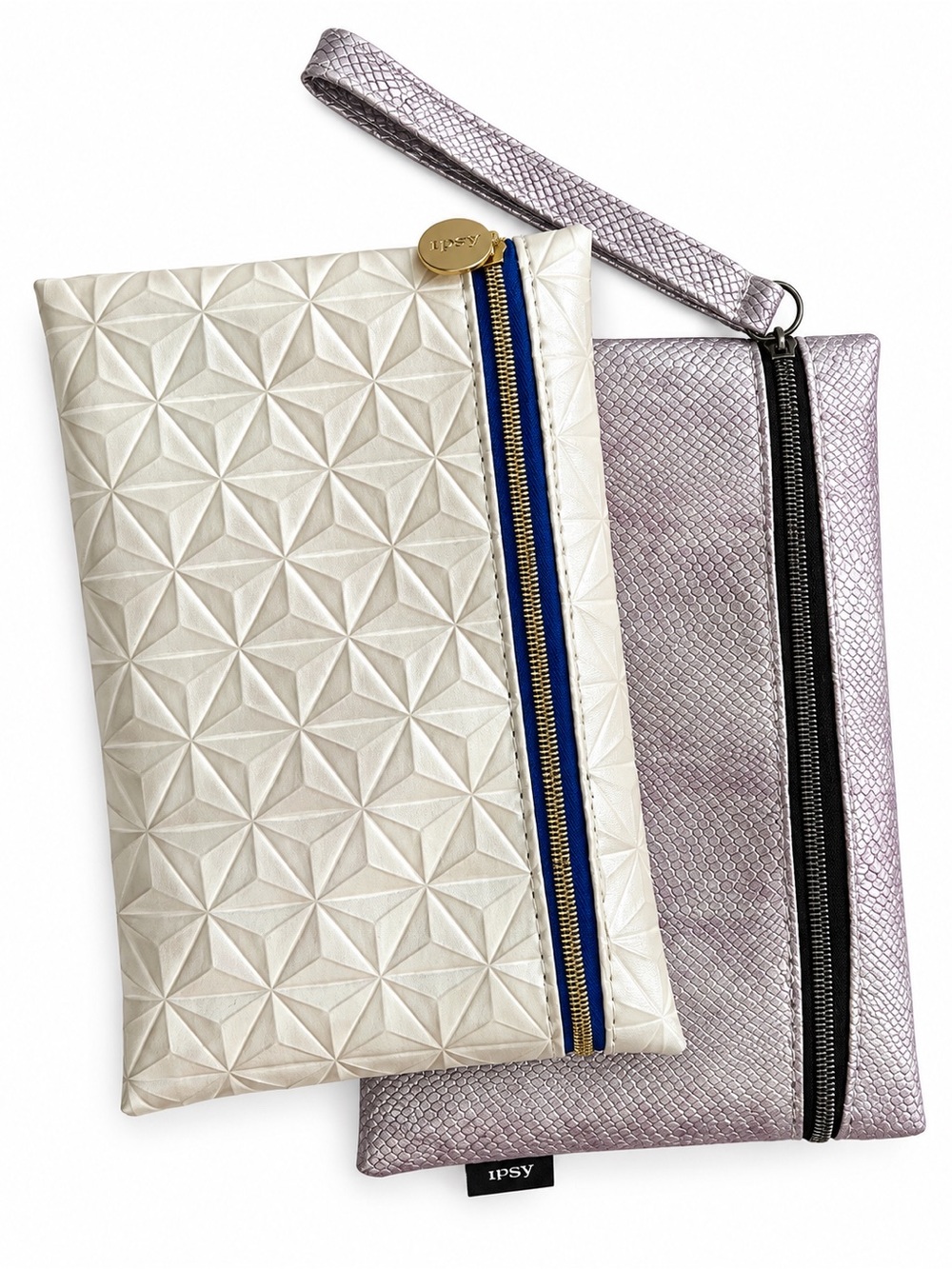 ipsy Metallic Silver and Pearl White Wristlet Duo